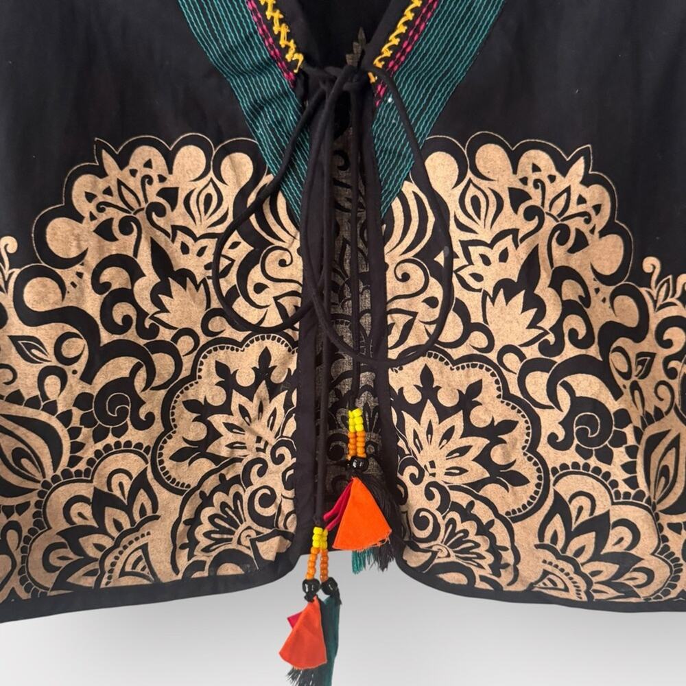 DIA Indian Inspired Embroidered Top / Vest With Tassel, size large - Picture 2 of 6